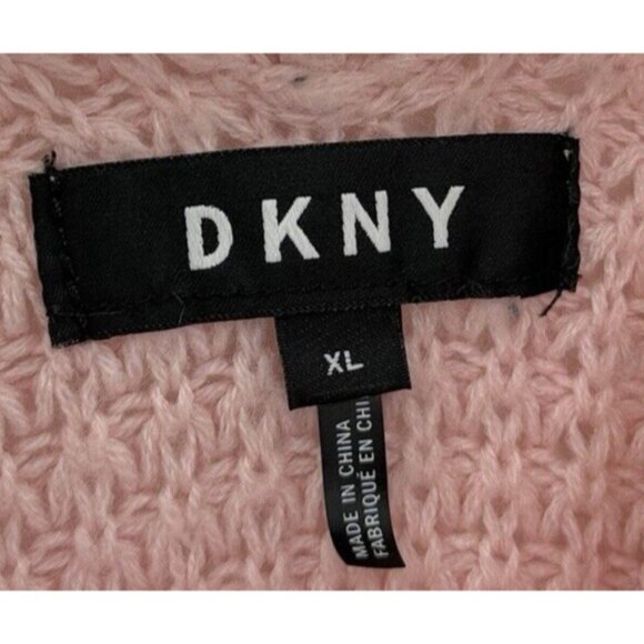 DKNY Girl’s Flip Sequin Spell Out Pink Knit V-Neck Sweater Size XL Preppy - Picture 13 of 13